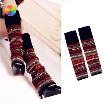 

Autumn and Winter Fluorescent Camouflage Bohemian Thick Yarn Pile Style Foot Sock Women's Over-the-Knee Warm Boot XBFF