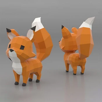 

3D Cute Fox Animal Paper Model Toy Home Decor Living Room Decor DIY Paper Craft Model Party Gift Handmade Creative Decoration