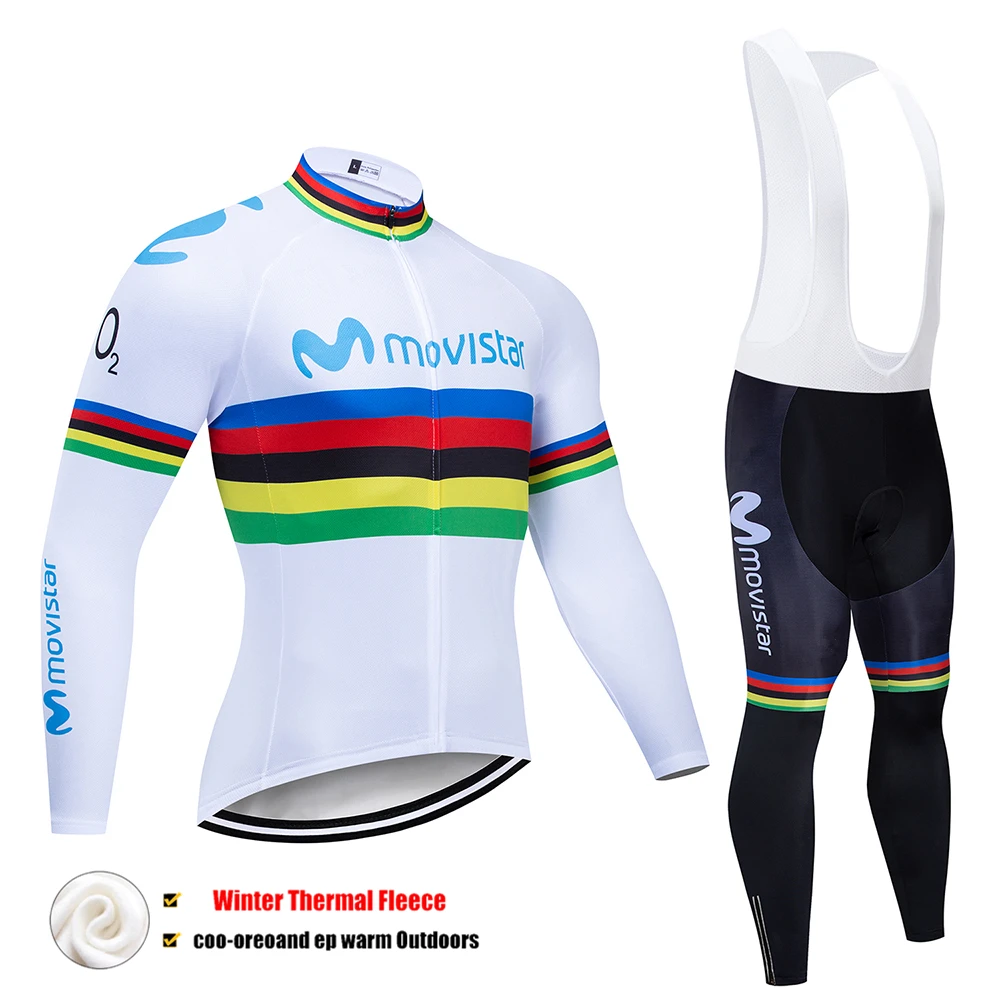 Pic Color Movistar Pro Team зимний теплый флисовый длинный комплект одежды для мужчин, Велоспорт Джерси, нагрудник, велосипед, Ropa Ciclismo, велосипедная одежда - Цвет: Pic Color