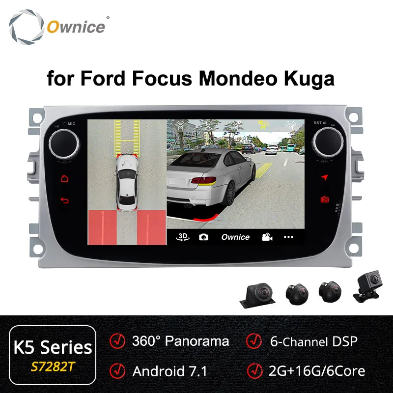 Ownice K1 K2 Автомагнитола Android 8.1 Автомагнитолы 2 din для Ford Focus Mondeo Kuga C-MAX S-MAX Galaxy Магнитола Car radio player - Цвет: S7282 K5
