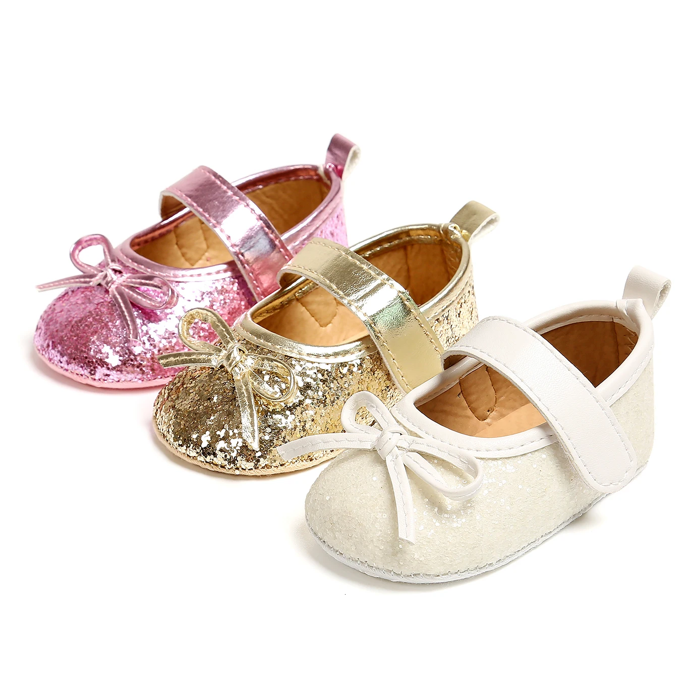 Милая блестящая детская обувь для новорожденных девочек; нескользящие кроссовки с мягкой подошвой для детей 0-18 месяцев