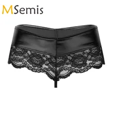 Женское нижнее белье, нижнее белье из лакированной кожи, кружевные стринги, бикини, трусы, нижнее белье, сексуальные трусики-стринги