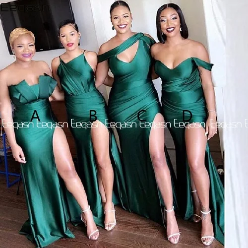 African Emerald Green Bridesmaid Dresses Long Mermaid Style Wedding Party Dress Formal Dress For Women Plus Size - Цвет: as picture