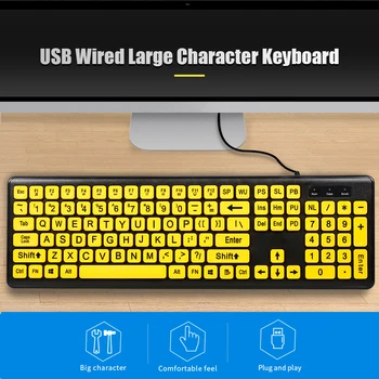 

USB Wired Keyboard Large Character Keyboard Home Office Mute Keyboard for Desktop Computer Laptop for Pc Gamer Gaming