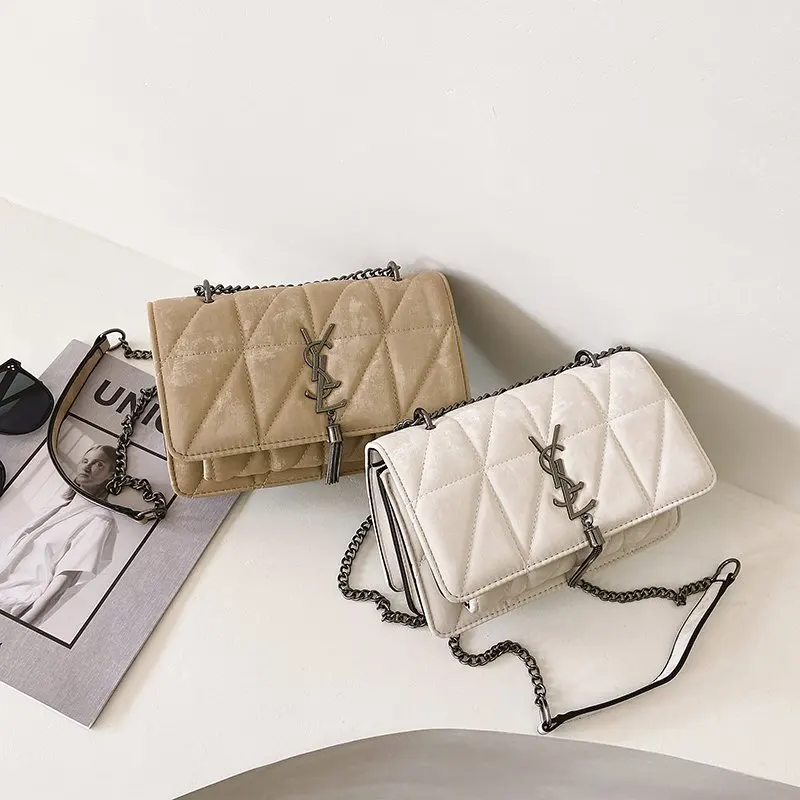 

2020 New Fashion Small Square Crossbody Bags For Women Classic Solid Color Chains Shoulder Bag Luxury Designer Ladies Handbags