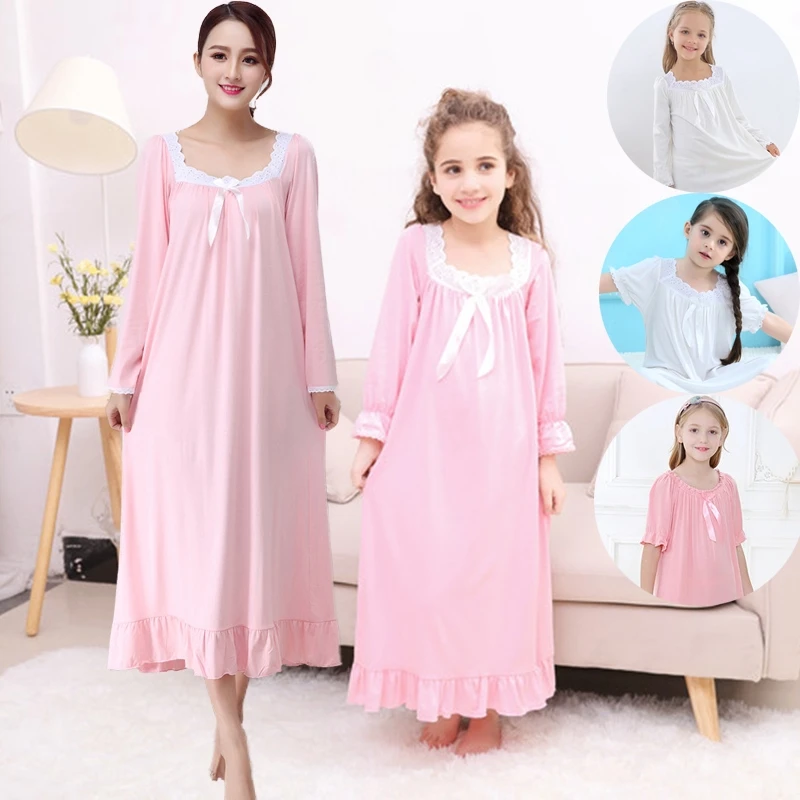 

Pajamas Clothes Spring and Autumn Long Sleeve Cotton Korean Version Parent-child Princess Nightdress Home