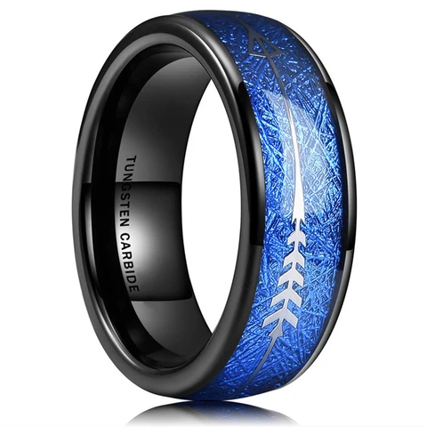 Men's Red Arrow Stainless Steel Ring Abalone Shell Opal Inlay Ring Red Dragon Pattern Carbon Fibre Ring For Men Wedding Band