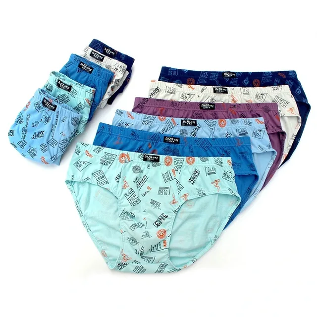 6Pcs/Lot Briefs Men's 100% Cotton Mid-Waist Printing Comfortable Underwear Men'S Breathable Briefs 6Pcs chunsesanjiao