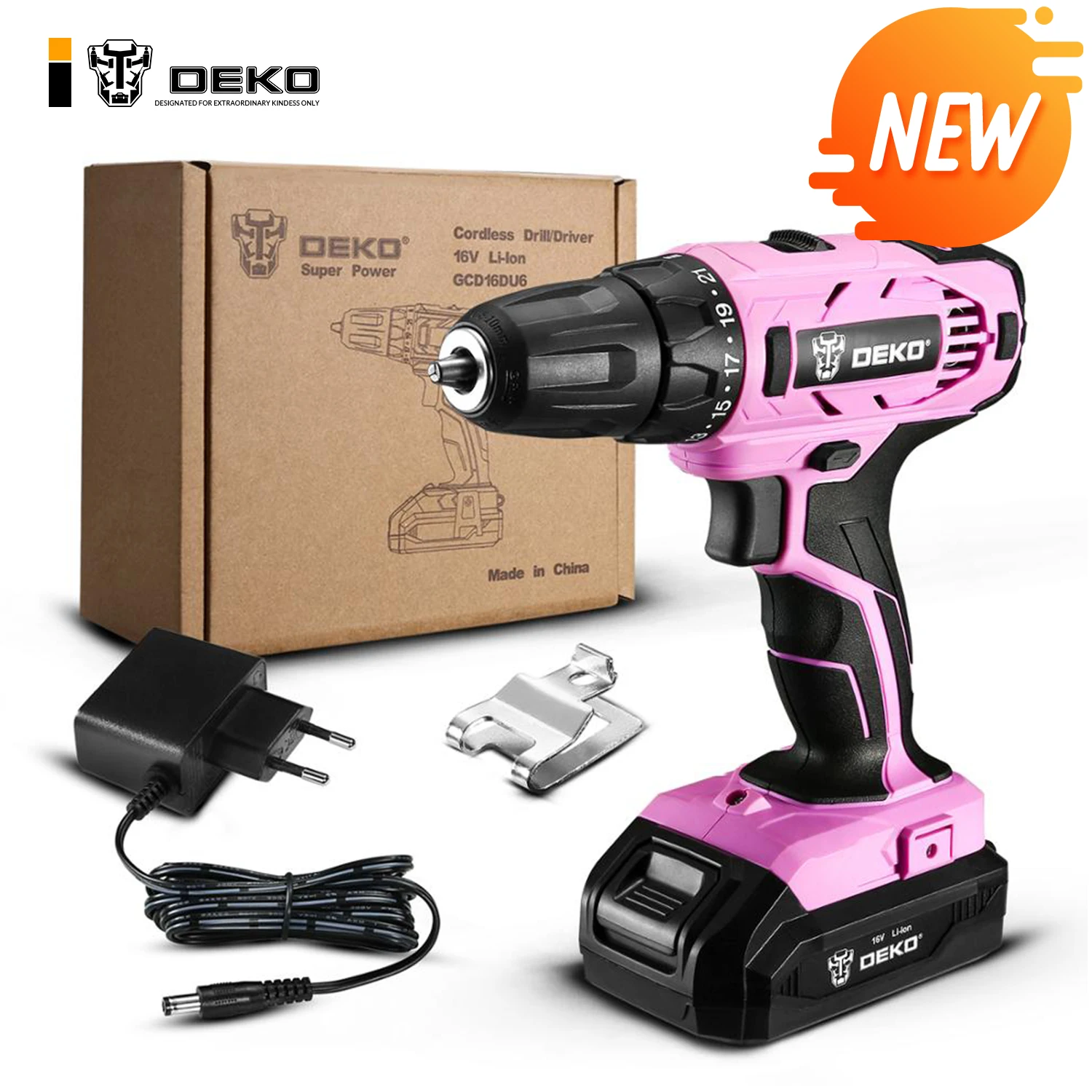 

DEKO GCD16DU6 16V Max Electric Screwdriver Cordless Drill Mini Wireless Power Driver DC Lithium-Ion Battery 2-Speed