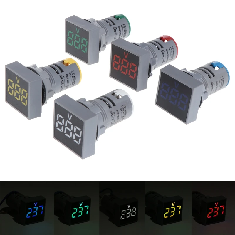 

OOTDTY 22MM AC 12-500V Voltmeter Square Panel LED Digital Voltage Meter Indicator Light