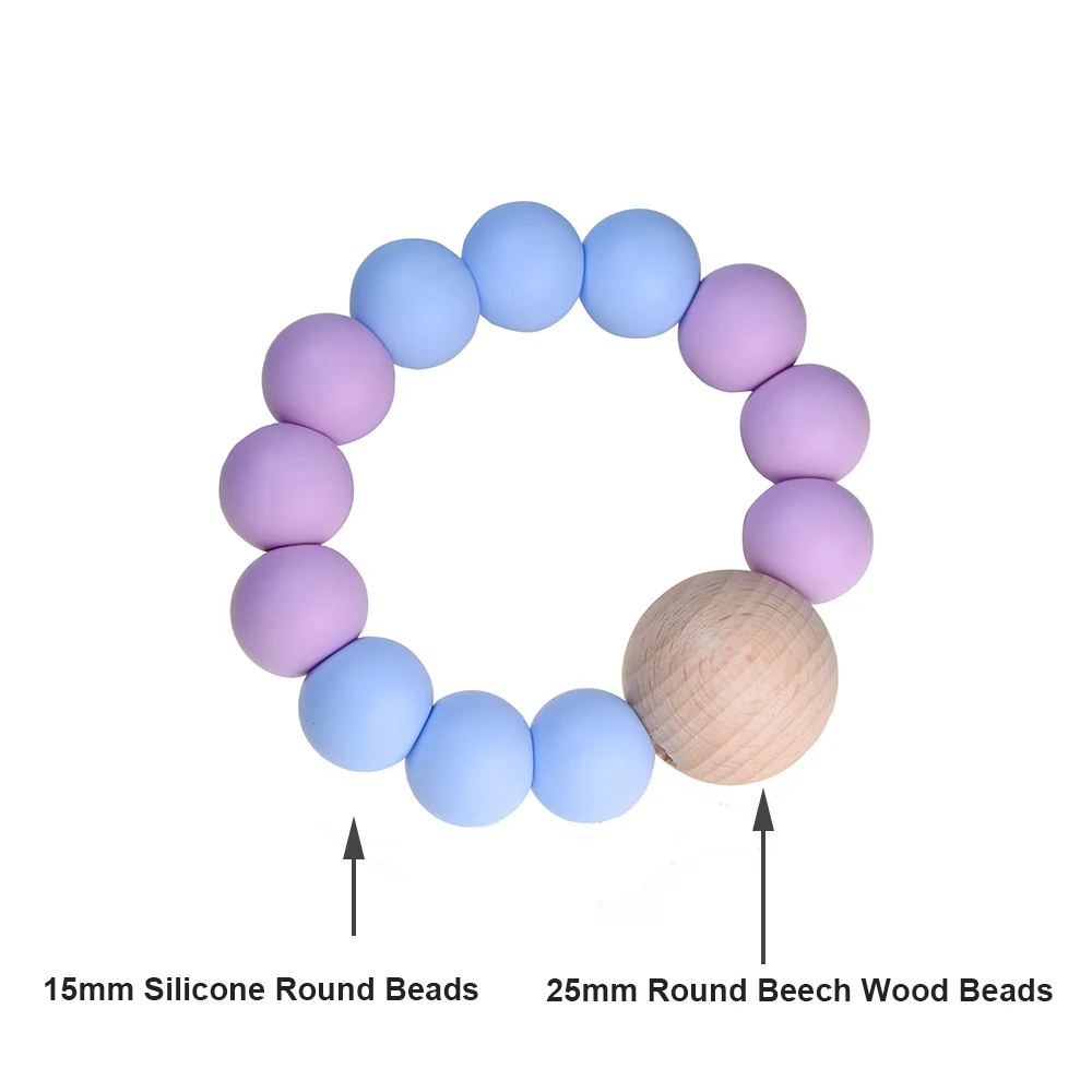 100pcs Multi Size Round Hexagon Beech Wood Baby Teething Beads Chewable Baby Teether Pacifier Bracelet Necklace Jewelry Making