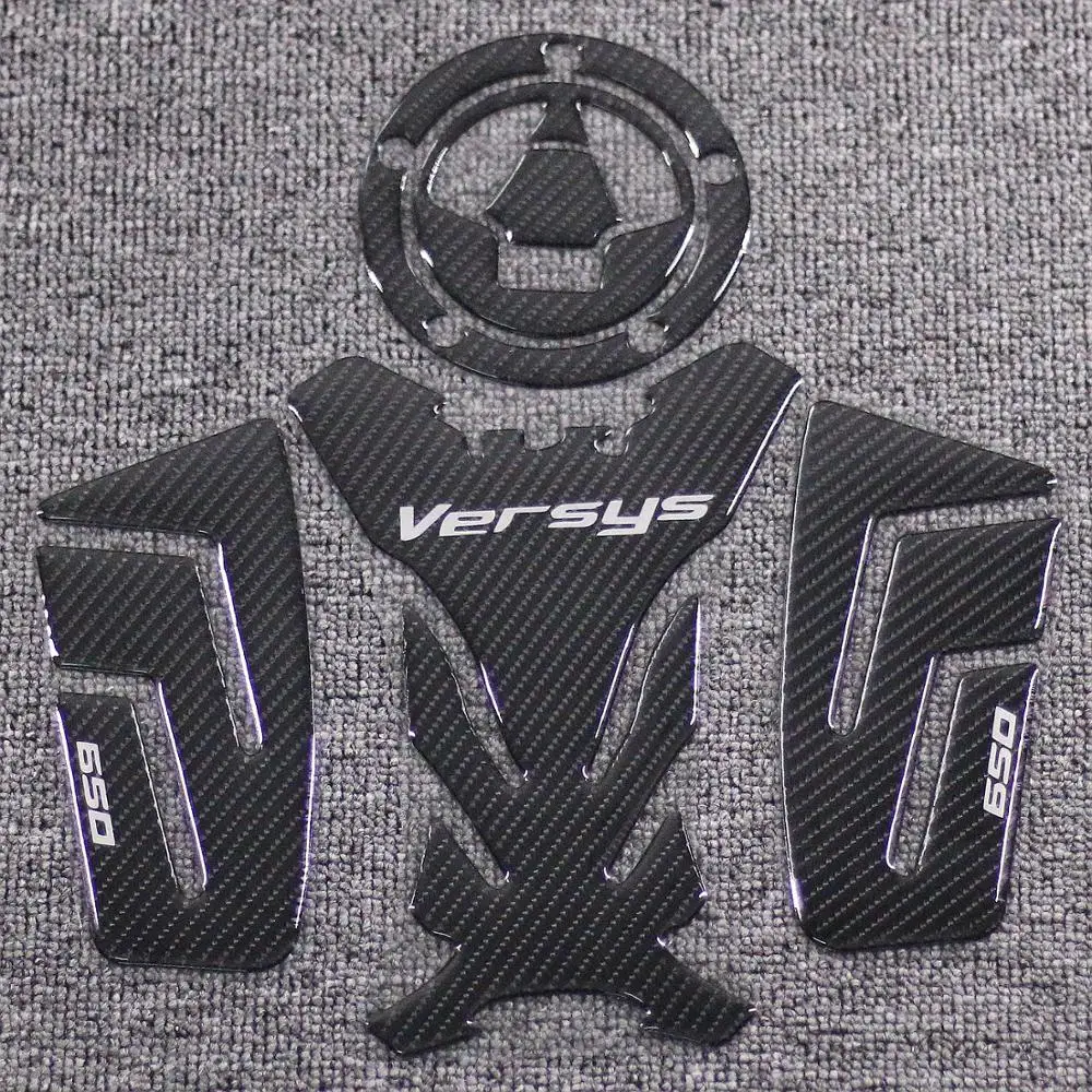 

Motorcycle 3D Carbon Fiber Tank Cap Adhesive Sticker Tank Pad Decal Protector Set for KAWASAKI Versys 650 Versys650