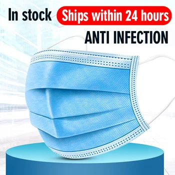 

12-24 hours Shipping Masks disposable protective 3-layer Anti Bacterial dust-proof breathable waterproof Meltblown cloth mask