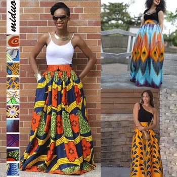 

2020 Spring African Clothes for Women Fashion Dashiki Long Skirts Ankara Dresses South Africa Print Bzin Fabric Kanga Clothing