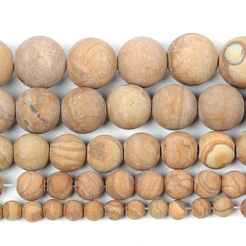 

Natural Stone Beads Frosted Yellow Wooden Veins Charm Loose Beads For Jewelry Making Bracelet DIY Strand 4-12MM Cuentas De Mader