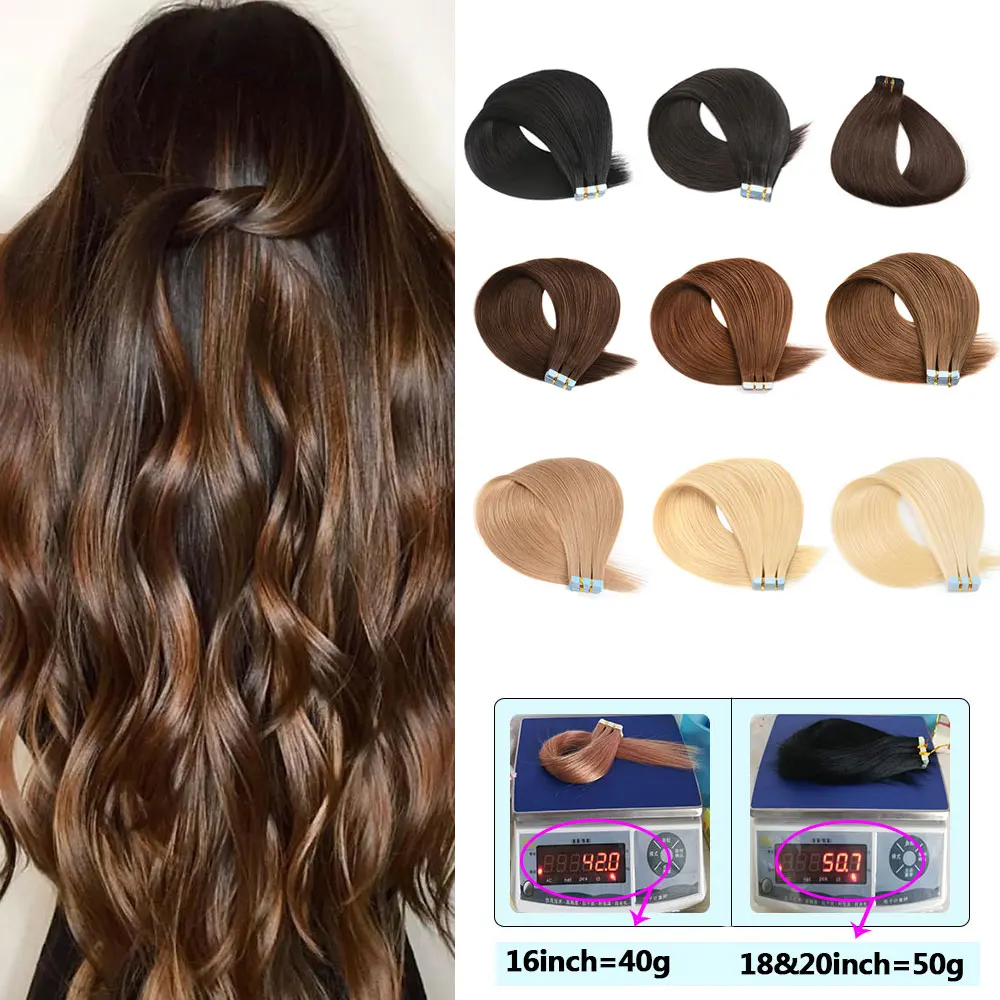 Veravicky Remy Tape In Human Hair Extensions Natural Real Hair Invisible Seamless Ash Blonde European Adhesive Hair Extensions