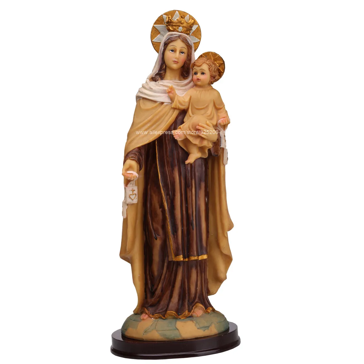 Our Lady of Mount Carmel Virgin Mary & Child Statue Sculpture Holy Figurine for Home Catholic Decorative Ornament 32cm Height