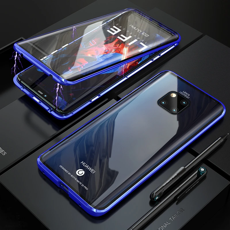 360 Полный Магнитный чехол для huawei P30 Pro P20 mate 20 металлический бампер 12D Передняя сенсорная пленка закаленное стекло крышка huawei P30 Pro Чехол