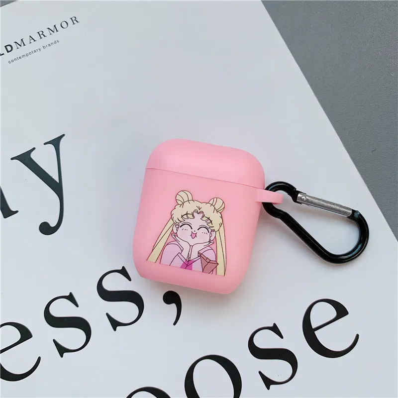 Милый чехол Sailor Moon для Apple Airpods 2 1, мультяшный чехол для Bluetooth наушников, забавный чехол для наушников, коробка для airpod, силиконовый чехол