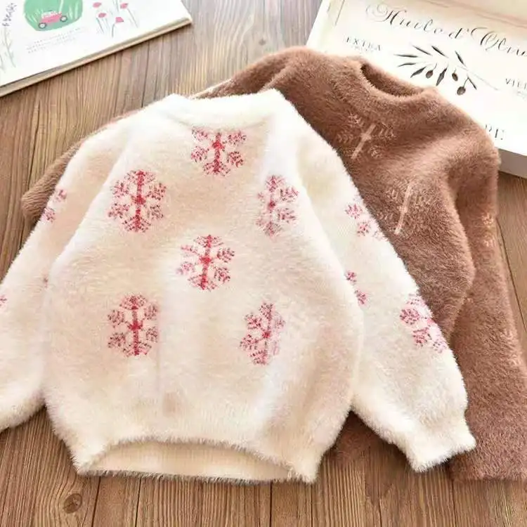 Осенне-зимний детский свитер из искусственного норкового кашемира со снежинками; Новинка года; стильный Детский свитер; свитер для девочек