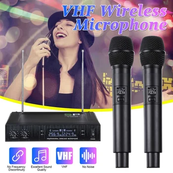 

Professional UHF Wireless Microphone System 2 Channel 2 Cordless Handheld Mic Kraoke Speech Party supplies Microphone