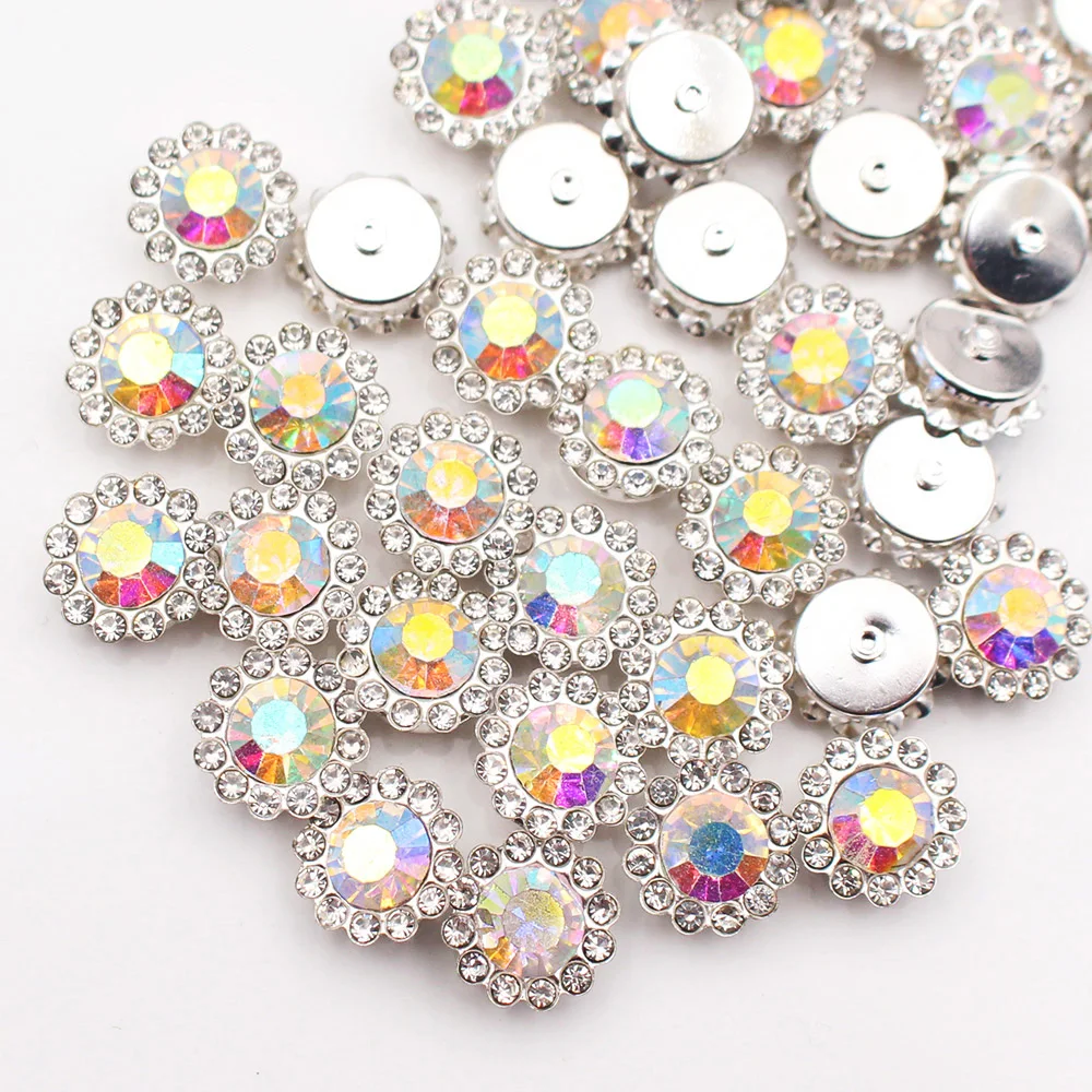 Gold Flower Claw Rhinestones - Glittering Crystal Trim Stones for Garment Crafting and Embellishment