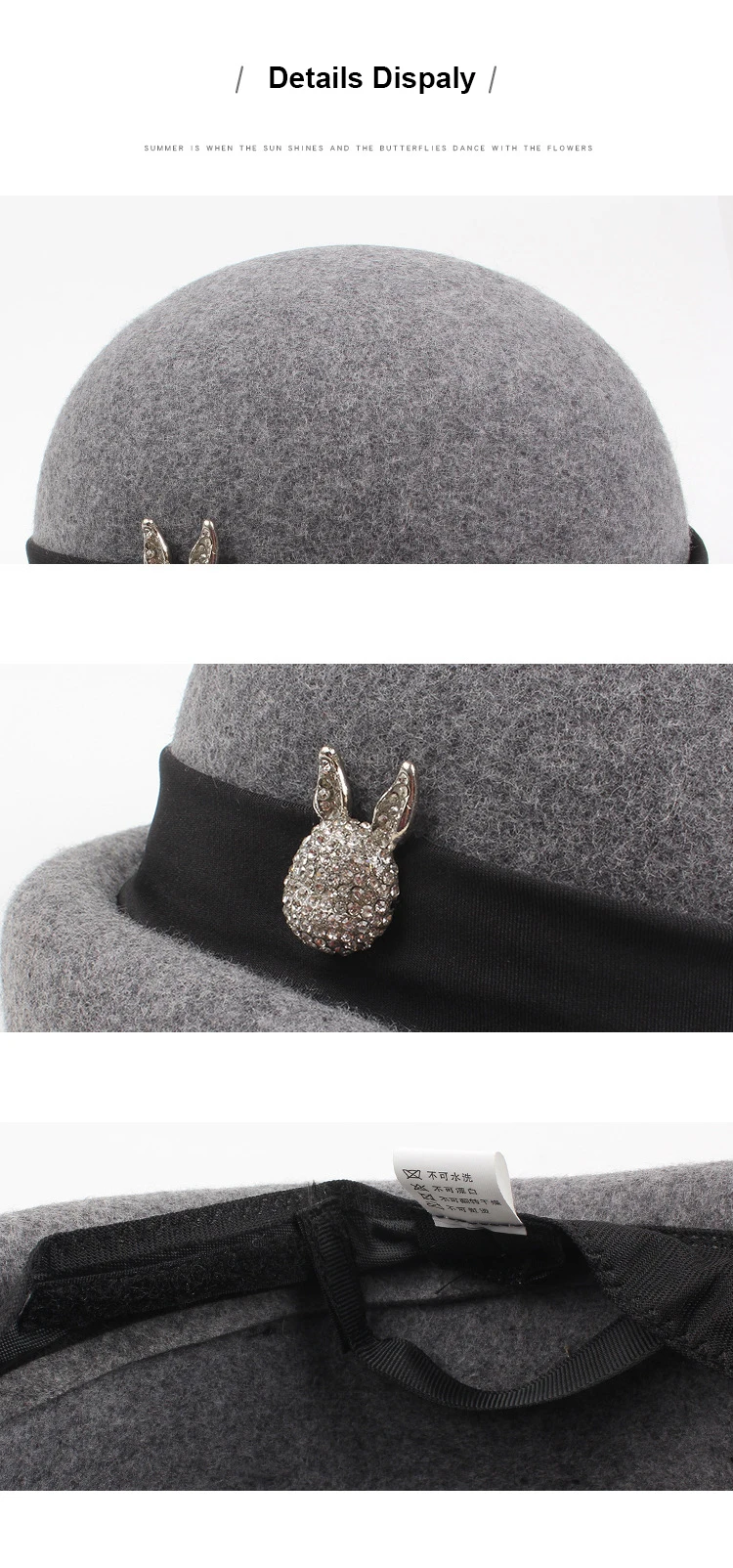 USPOP Новая женская шерстяная шляпа бант лента fedora шляпы модный алмазный кролик короткий край Зимняя шляпа элегантные обжимные шерстяные мягкие шляпы
