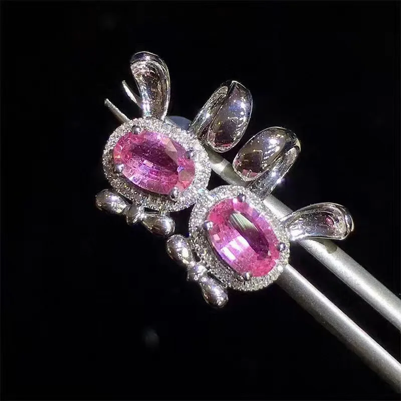High Quality Pink Topaz Earrings S925 Sterling Silver Fashion Fine Charming Jewelry for Women Free Shipping | Украшения и