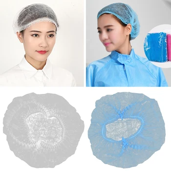 

100pcs Non-woven Disposable Hat Dustproof Shower Caps Spa Beauty Accessory dustproof, fogproof and anti saliva Safety cap New