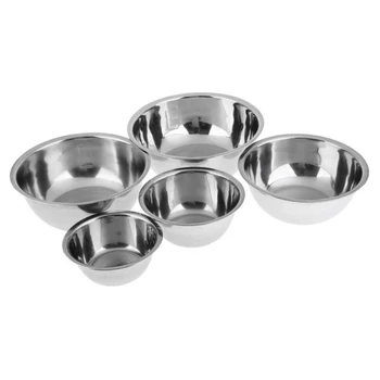 

5Pcs Mixing Bowls Large Stainless Steel Bowl Set Kitchen Outdoor Camping Mixing Bowl Picnic BBQ Stackable Cookware Cutlery Set