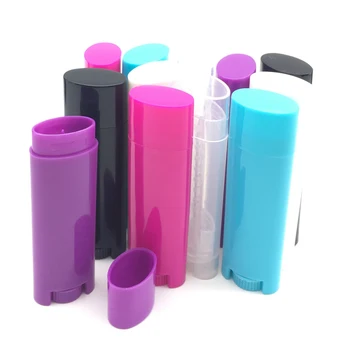 

100Pcs Empty 4.5g / 0.15oz multi colour Tubes Lip Balm Tubes Lipstick Containers DIY Cosmetic Tube Oval Flat Bottle