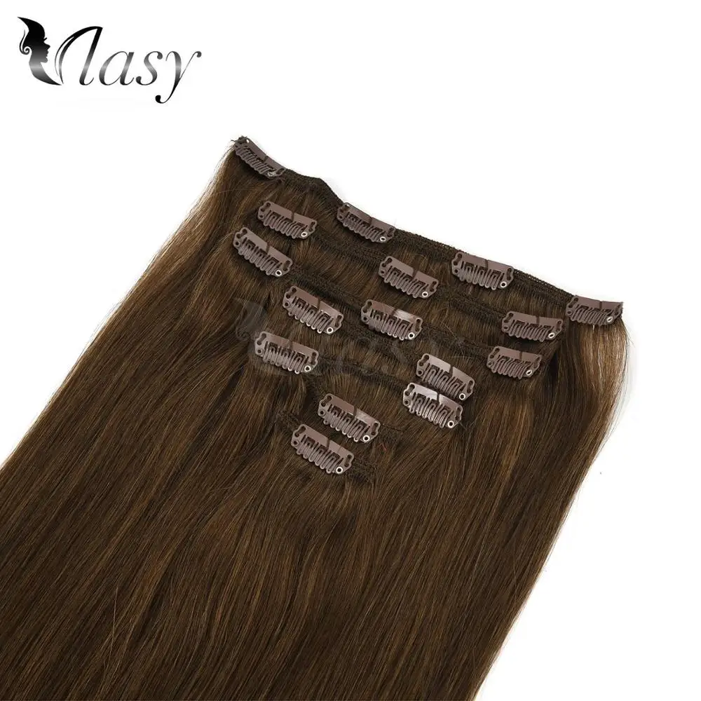 Vlasy 7pcs/set Machine Made Remy Human Hair Full Head Straight Clip In Human Hair Extensions 20'' 24'' 100g/set