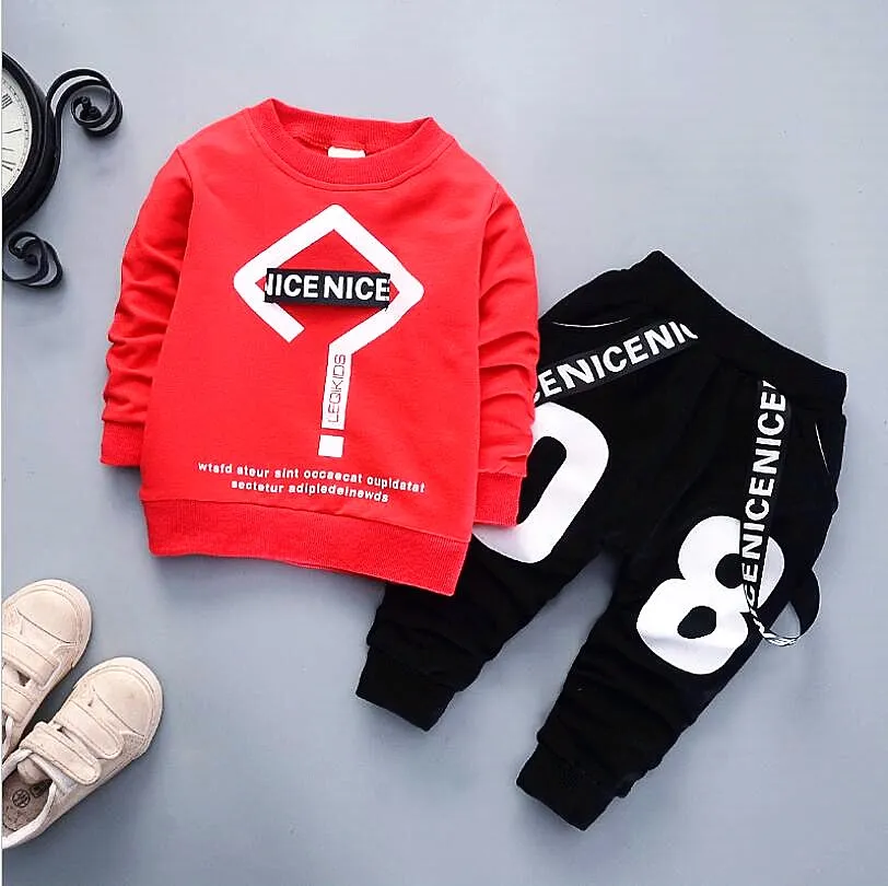 Весенне осенний комплект для мальчиков топы бега + штаны спортивной одежды