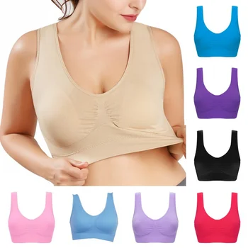 

B Women Fashion Solid Full Cup Large Size Seamless With Chest Pad Adjustment Type Without Steel Ring Sports Underwear 4XL-6X