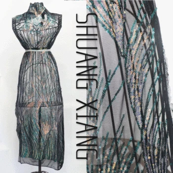 

New dress sequin embroidery lace fabric Europe and the United States sequin fabric