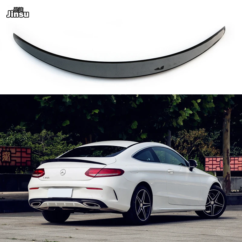 Для Benz C class coupe c200 c220 c250 2 двери- AMG стиль Настоящее карбоновое волокно задний спойлер багажника крыло губы Автомобиль Стайлинг