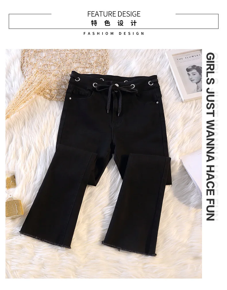 Women's Jeans Spring Autumn Fashion Black Stretch Skinny High Waist Trousers Fit Lady Casual Pencil Denim Pants Plus Size 4XL