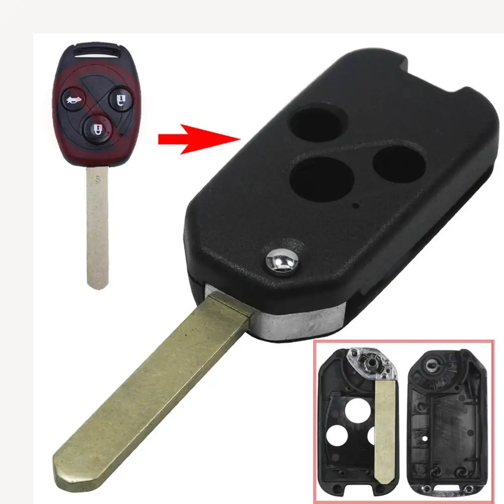 Лезвие 3+ 1 2+ 1 2/3 кнопки дистанционного управления модифицированный откидной складной чехол для автомобильного ключа чехол для HONDA Accord Civic CRV Pilot Fit Ключи - Количество кнопок: 3B