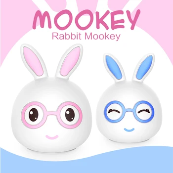 

Bunny Nursery Night Light Christmas Easter Kawaii Rabbit Gift Baby Girls Kids Touch Senor 7 Color USB Silicone Desk Bedside Lamp