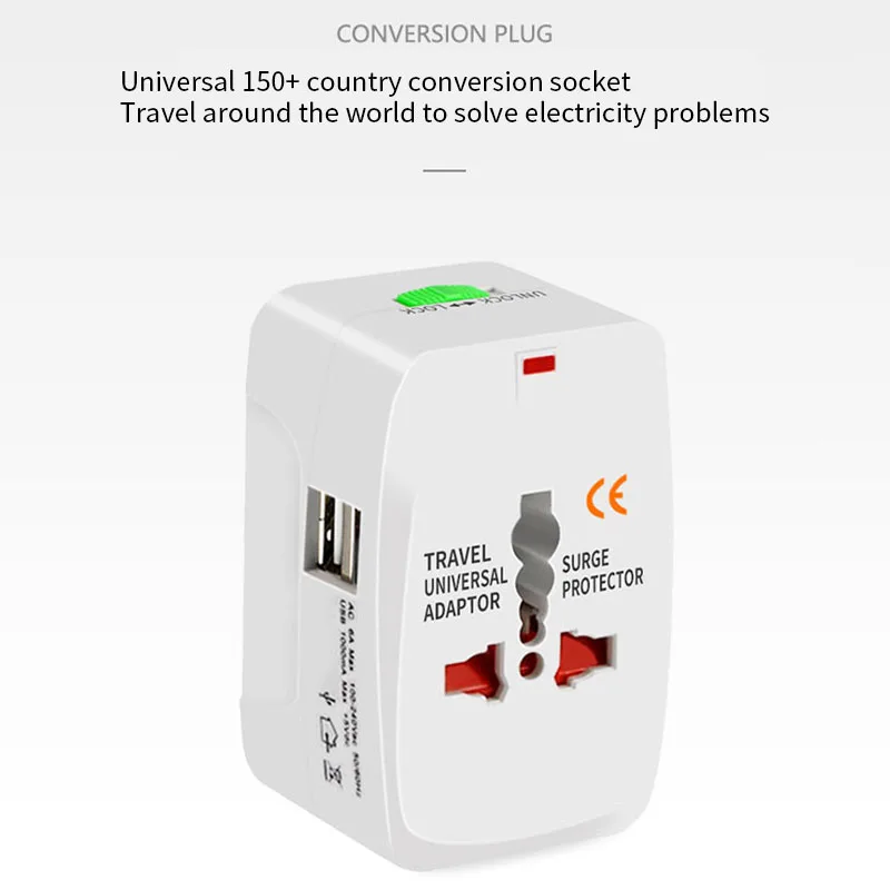 Универсальный международный штекер Адаптер 2 usb порта мир Путешествия AC зарядное устройство адаптер с AU US UK евро-конвертер штекер