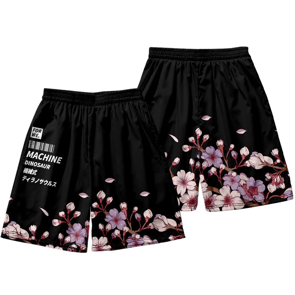 

New Trendy Brand Fashion Trend Personality Shorts Mountain Series Crane Pattern Creative Printing Leisure Vacation Beach Pants