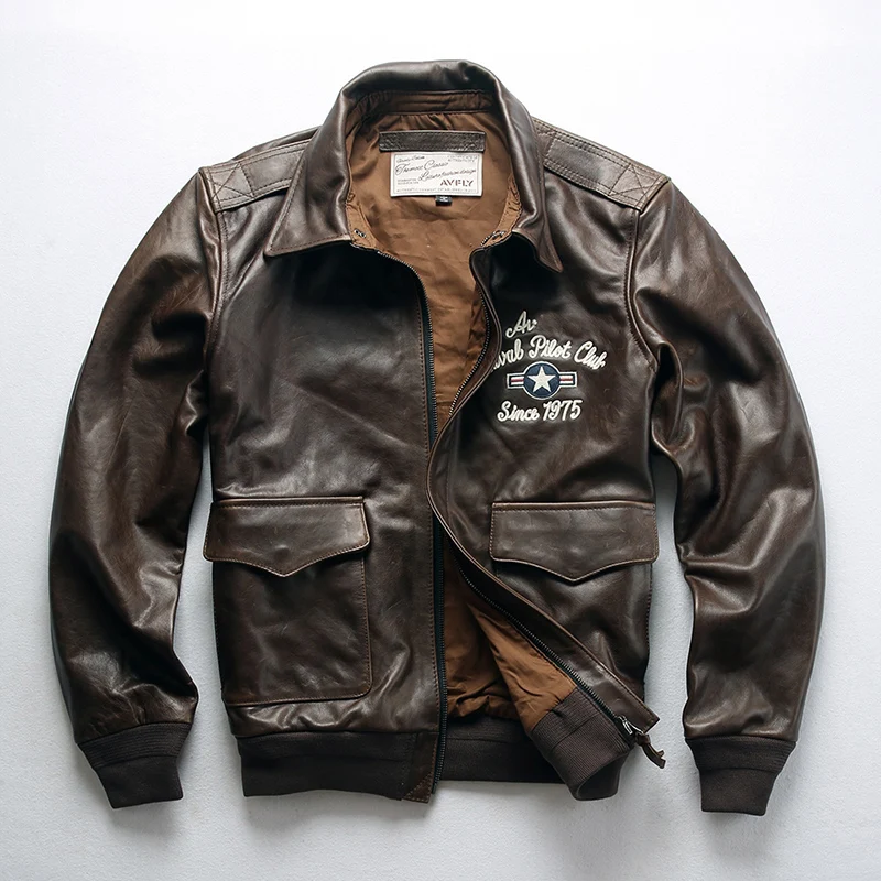 

2019 Autumn Winter Genuine Leather Jacket Men's Vintage A2 Air Force Flight Warm Coats Brand European American Style Jacket