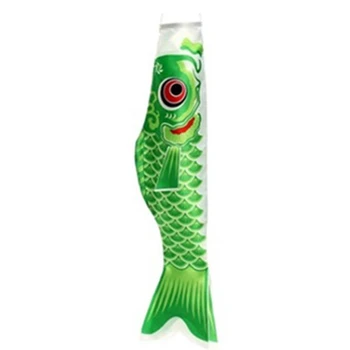 

Japanese Carp Windsock Streamer Fish Flag Kite Cartoon Fish Colorful Windsock Carp Wind Sock Flag Koinobori 150cm Green