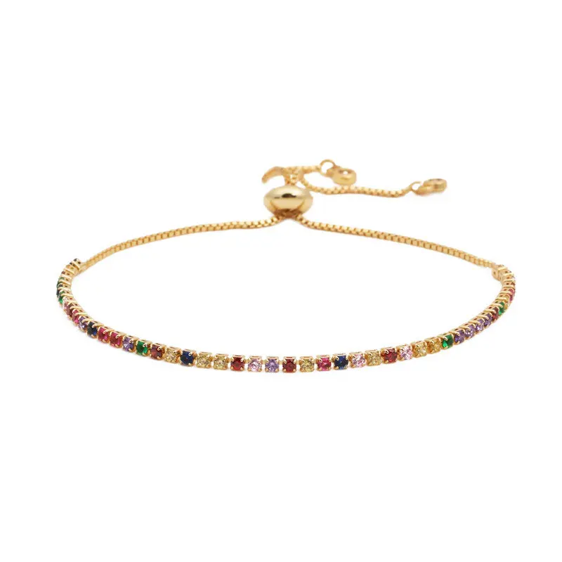 Новинка, Модный маленький, свежий, цветной, циркониевый браслет, женская коробка, цепочка, браслет, аксессуары для женщин, вечерние, подарки, 16-21 см, 1 шт