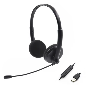 

USB Headset Earphone Telephone Headphone With Mic Adjustable Size PVC Noise Cancelling Call Center Earphone For Computer Laptop