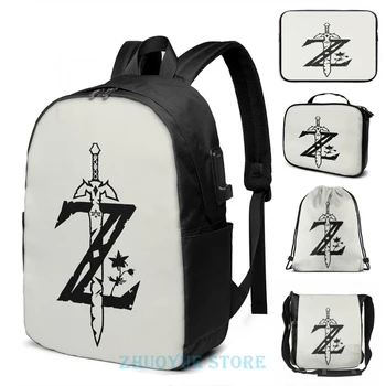

The Legend of Zelda Breath of the Wild(2) USB Charge Backpack men School bags Women bag Travel laptop bag