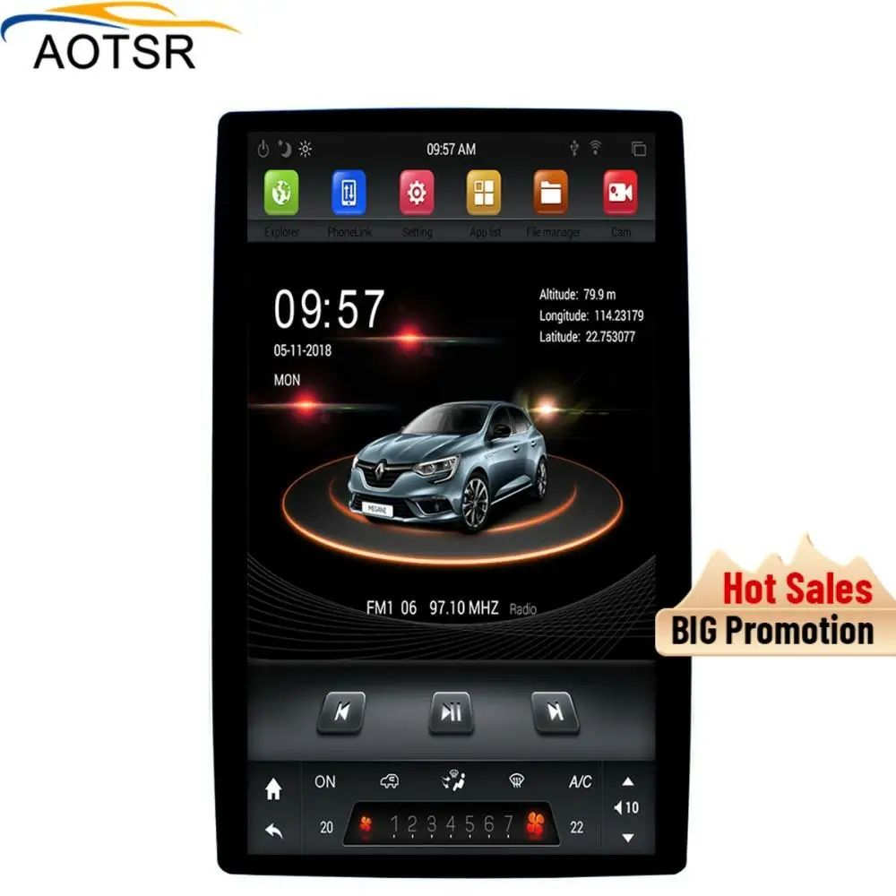 Автомобильный мультимедийный плеер Tesla универсальный вертикальный экран Android 8 1