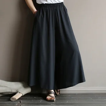 

Original Literature Lazy Wind Oversized Wide Leg Pants Elastic Waist Drop Feeling Nine Big Leg Spring and Summer