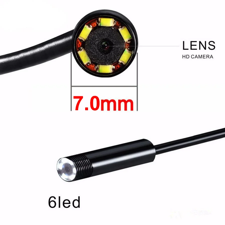 7,0 мм Usb эндоскоп Cn Plug мягкий провод смартфон эндоскоп камера для Android Мини камера Водонепроницаемый 6 светодиодный бороскоп проверить