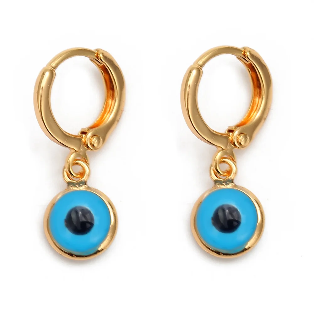 blue 02 EVIL EYE золотистые серьги-подвески Цвет Медь Висячие красные синие турецкий глаз висячие серьги модные украшения для женщин Дамские EY6456 - Metal Color: blue 02